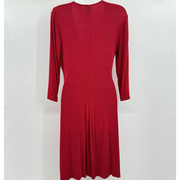 Chico's Travelers Slinky Knit Wrap Dress Size 1 = US M Red Classic Office Travel - Picture 2 of 11